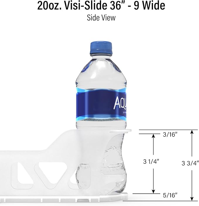 Display Technologies Visi-Slide Gravity-Fed Beverage Glide for Angled Shelves (Pack of 3)- Effortless Beverage Organization for 20/25oz - 9-wide 36D