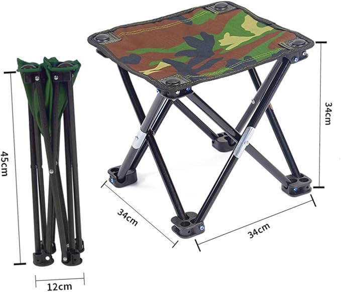 Multi-Functional Camouflage Folding Stool Portable Fishing Chair Recreational Accessory Sturdy Camping Seat Large Size