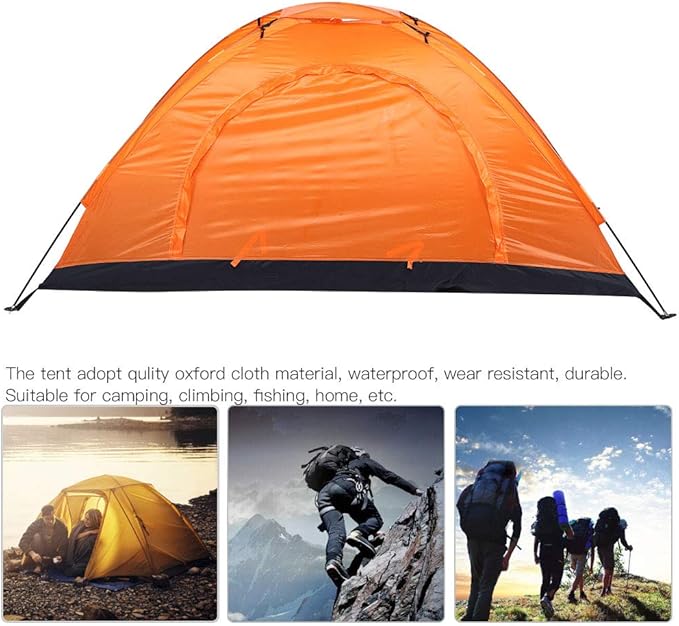 SUNGOOYUE Camping Tent Set Portable Single Person Outdoor Tent Building Kit with Tent Rods Tent Pegs &amp Storage Bag for Camping or Anti-Epidemic Orange SUNGOOYUE14iun76sep-11