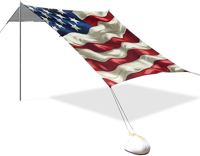 Beach Tent Sun Shelter Flag Fluttering in The Wind Lightweight &amp Easy Setup Beach Shade Canopy for Camping Fishing