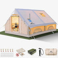 Inflatable Camping Tents 8-10 Person129 Square Feets Large Inflatable Camping Tent with Stove JackBlow up Tent with Mesh Windows &amp Pump