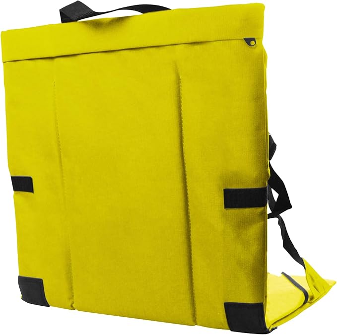 Folding Stadium Seat Cushion with Backrest Portable Bleacher Pad for Camping Fishing15.8'' x 16.5''Lightweight Chair with Backrest for Outdoor Sports and Concerts (Yellow)