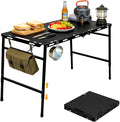 SoloWilder Foldable Camping Table with Gas Struts 3'5 Outdoor Portable Table 19 - 24 Height Adjustable Carbon Steel Lightweight Camping Table 12lb