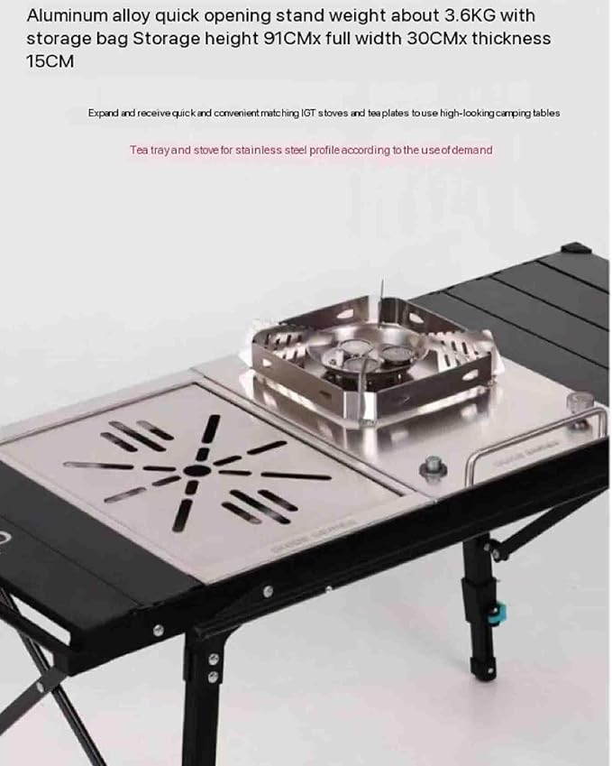 Outdoor Aluminum Alloy Egg Roll Folding Table Camping Picnic Table Mobile Kitchen Table with Storage BagOutdoor Cooking Station
