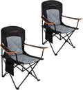 FAIR WIND 2 Pack Oversized Fully Padded Camping Chair Heavy Duty Quad Fold Arm Chair Support 350 LBS with Cup Holder Collapsible Lumbar Back Chair Portable for Outdoor Black