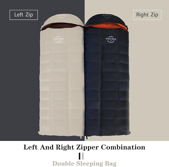 -10°F 0°F 10°F 15°F Down Sleeping Bag for Adults800/650 Fill PowerUltralight Wearable 4 Season Cold Weather Rectangle Sleeping Bag for Camping HikingCan be Used as a Down Blanket or Cloak