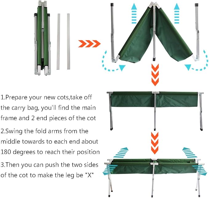 Folding Lightweight Bed &amp Portable Camping Cot with Carry Bag for Adults Hiking Hunting Traveling Blue Black Green Beige Gray