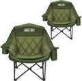 Overmont Oversized XL Camping Chair for Adults - 400lbs Support Heavy-Duty Padded Folding Chair with Side Pocket Cup Holder Cooling Bag for Outdoor Sports Garden Beach Fishing Lawn Green 2pcs
