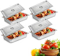 4 Pack Stainless Steel Steam Hotel Pan 20 x 12 x 4 In Deep Steam Table Pan with Lid Food Service Pan for Party Kitchen Restaurant Hotel