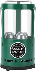Candle Lantern Camping Gear for Campers and Emergency Use Without Candles (Green)