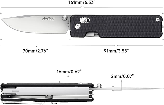 NexTool Knight K30 Axis Lock Folding Pocket Knife 11-in-1 Multitool with 2.76 14C28N Steel Blade EDC Knife and G10 Handle Crossbar Lock Knives for EDC Camping Hiking Survival Gifts for Men