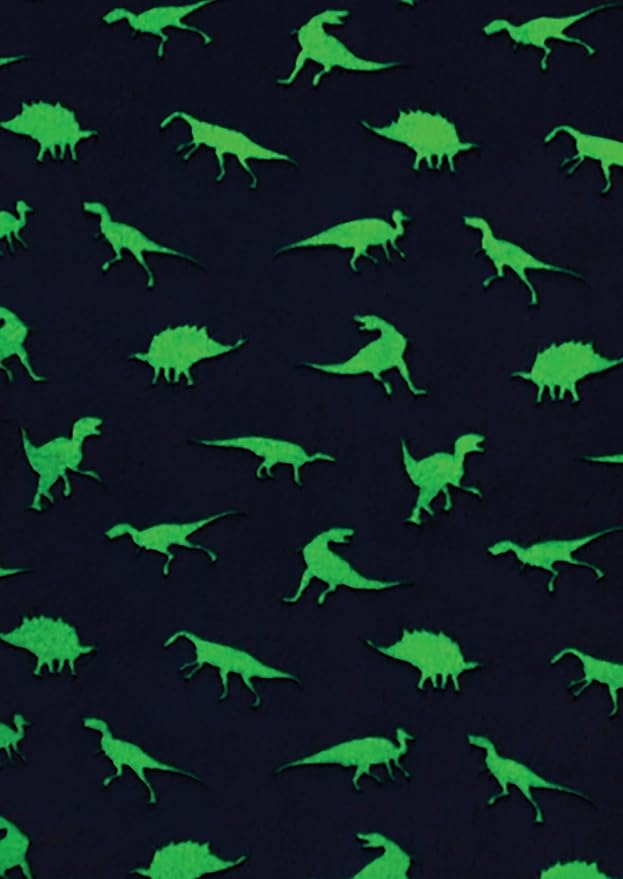 iscream Glow in The Dark 70 x 28.5 Faux Sherpa-Lined Silky Silky Fleece Zippered Sleeping Bag - Dinosaur Friends