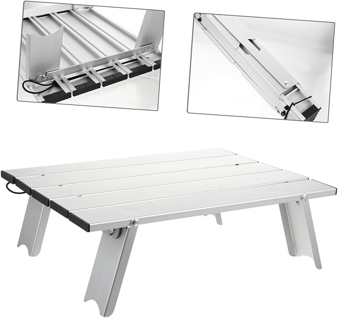 ibasenice Portable Outdoor Aluminum Folding Table Compact Camping Table Carrying Bag for Picnics Beach Parties and Outdoor Activities