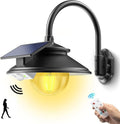 SIEDiNLAR Solar Barn Light Outdoor 3 Modes 2 Lighting Garage Shed Light Farmhouse Gooseneck Wall Light Waterproof with Remote/Motion Sensor for Barn Garage Shed Chicken Coop Porch Black (1 Pack)