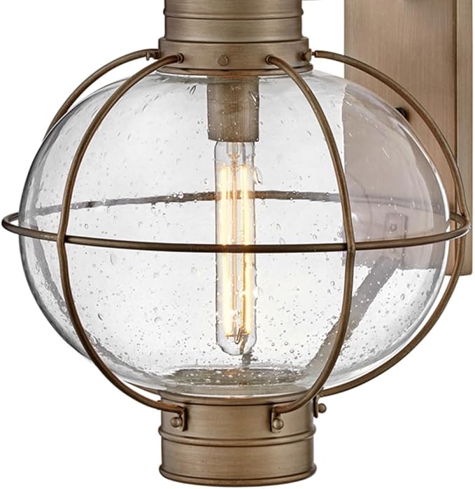 Hinkley Cape Cod 2205BU Large Outdoor Wall Mount Onion Lantern Clear Seedy Glass Wet Rated Burnished Bronze