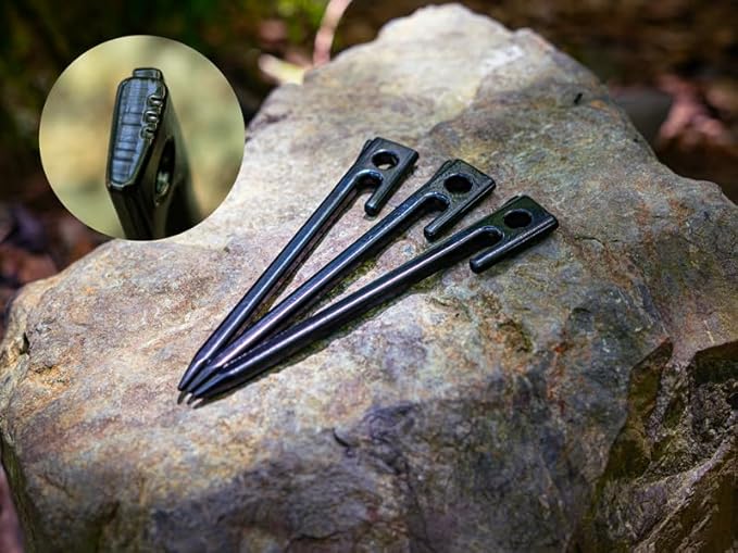 DOD Carrot Top Forged Peg Set - Pack of 8 Tent Stakes Heavy Duty - Tarp Stakes - Pegs for Camping Tents Stakes - Camping Pegs