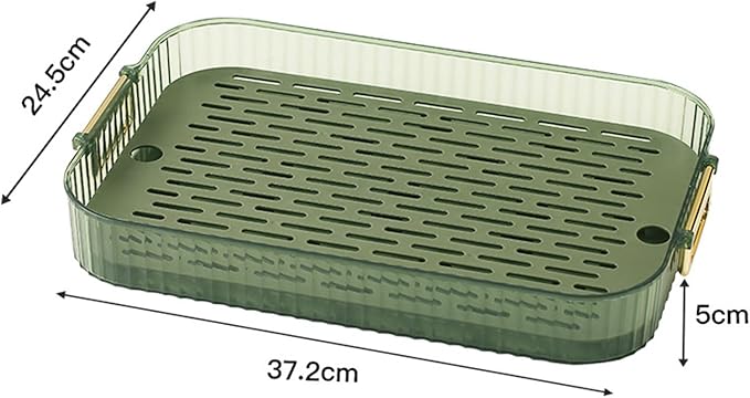 flexman Drainable Storage Tray Double Layers Efficient Draining Drain Tray with Portable Handle 2 Tier Non Slip Serving Tray Cup Dish Drying Rack for Sink Coffee Table