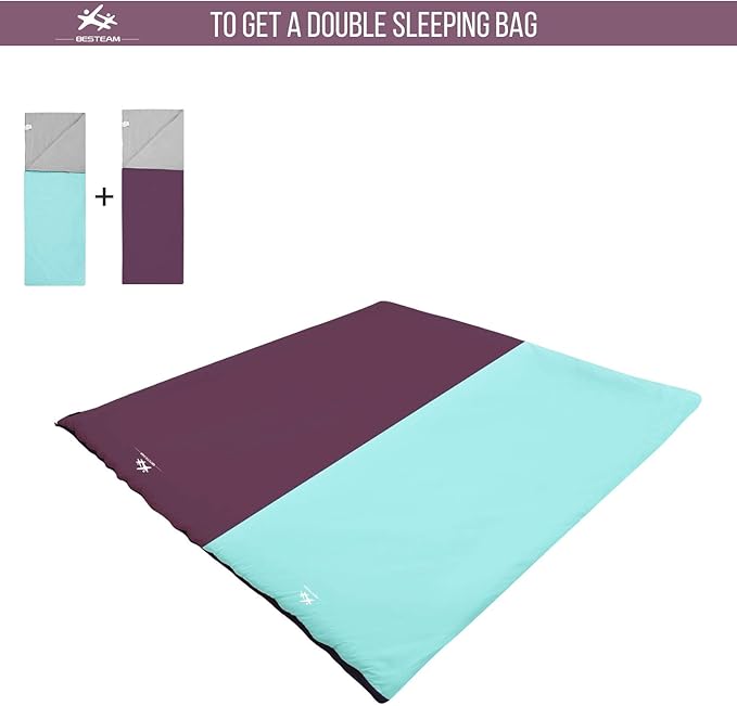 Warm Weather Sleeping Bag - Portable Waterproof Compact Lightweight Packable for Kids Teens Adults Camping Backpacking Hiking Spring Summer Fall
