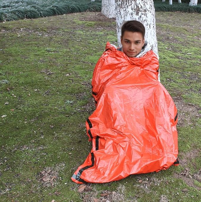 Emergency Sleeping Bag for Survival1 Pack Bivvy Bag Storage Bag with Whistle Camping Hiking Keep Warm Outdoor Adventures