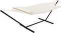 Ultra-Comfort 2-Person Hammock Set with Foldable Steel Frame – Heavy-Duty Outdoor Lounger for Garden Camping &amp Patio (450lb Capacity + Quick-Stow Carry Bag)White (Flat)