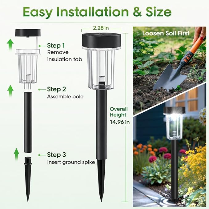 Outdoor Solar Lights for Yard 8 Pack Solar Pathway Lights Waterproof 6000K Cold White LED Landscape Lighting for Garden Outside Landscape Lawn Driveway Walkway Path Patio