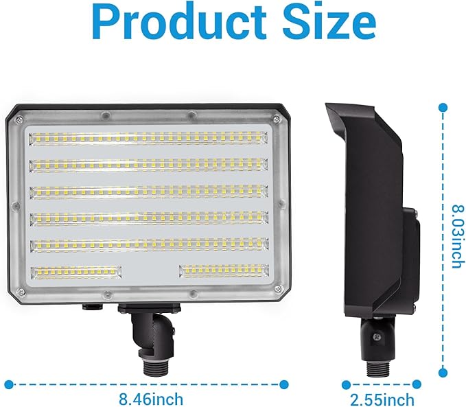 100W Outdoor LED Flood LightAC100-277V 14000Lumens 5000K IP65 Waterproof Knuckle Mount Floodlight for Yard GardenETL Listed