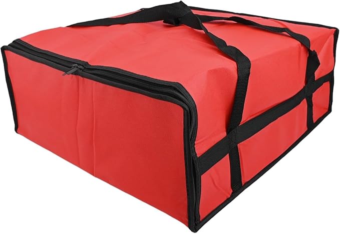 Insulated Pizza Delivery Bag Large Capacity Non-Woven Fabric Thick Foam Padding Heat Retention Water-Resistant Transparent Order Pocket Wristband Opening(Black 50 * 20.5CM)
