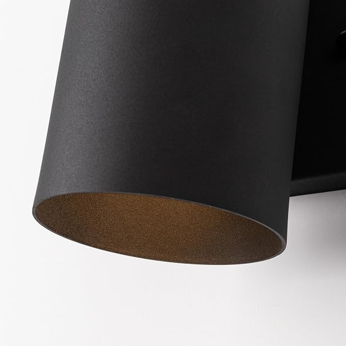 mirrea 7 Modern Outdoor Porch Wall Light with 5W LED GU10 Replaceable Bulbs in Matte Black Aluminum Cylinder Downlight Outside Sconce Pack of 2