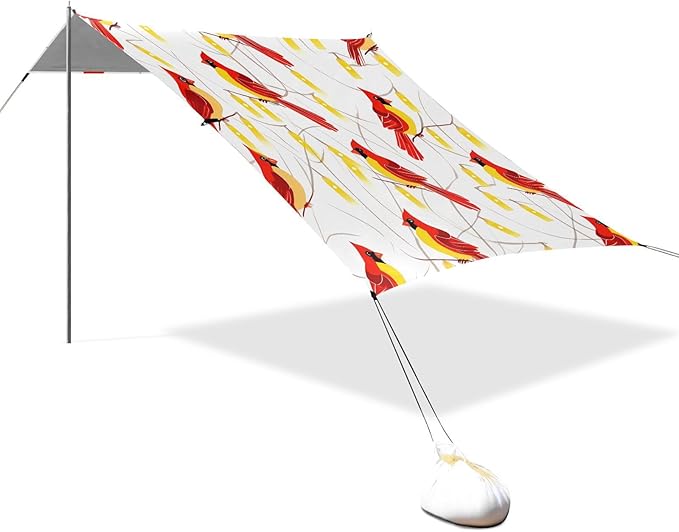 Christmas Northen Red BirdCamping Sun Shelters 9.2 x 10.5 FT Beach Canopy Tent Sun Shade with Carrying Bag for Camping Trips Fishing Backyard Fun or Picnics 21341315
