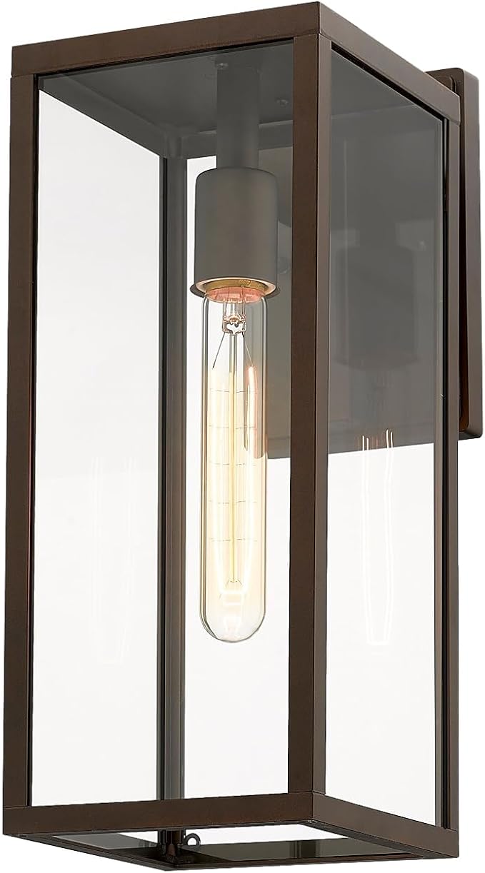 Bestshared Outdoor Wall Sconce LightsExterior Wall Lighting Fixtures with Clear Glass Anti-Rust Modern Black Outside Lantern Lamp for House Front Porch Doorway Patio (Oil Rubbed Bronze 15-1 Pack)