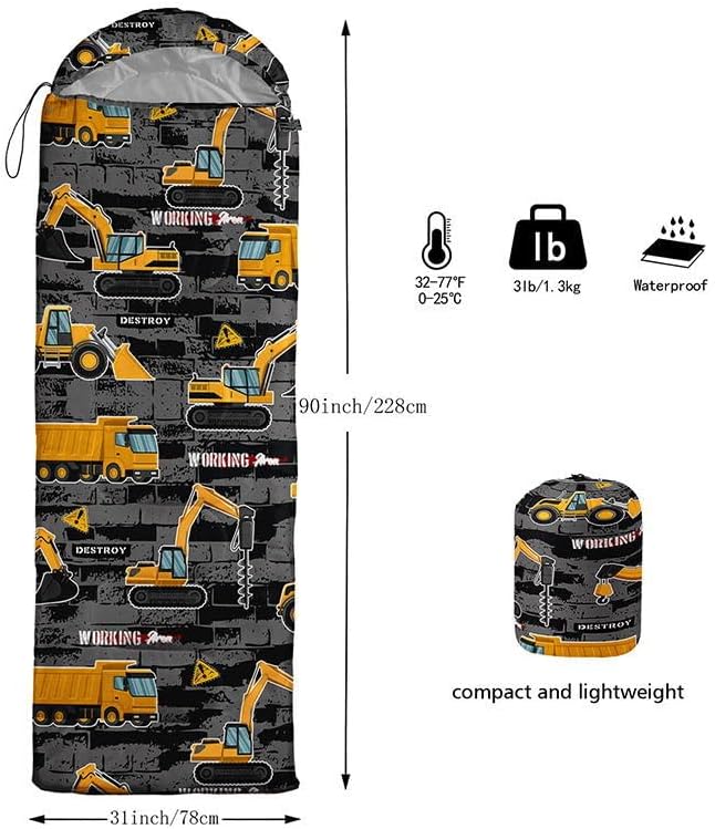 Kids Sleeping Bag for Boys GirlsWestern Cowboy Print-Lightweight Warm Portable Outdoor Indoor-Waterproof Cold Weather Resistant Sleeping Bag for Camping Hiking