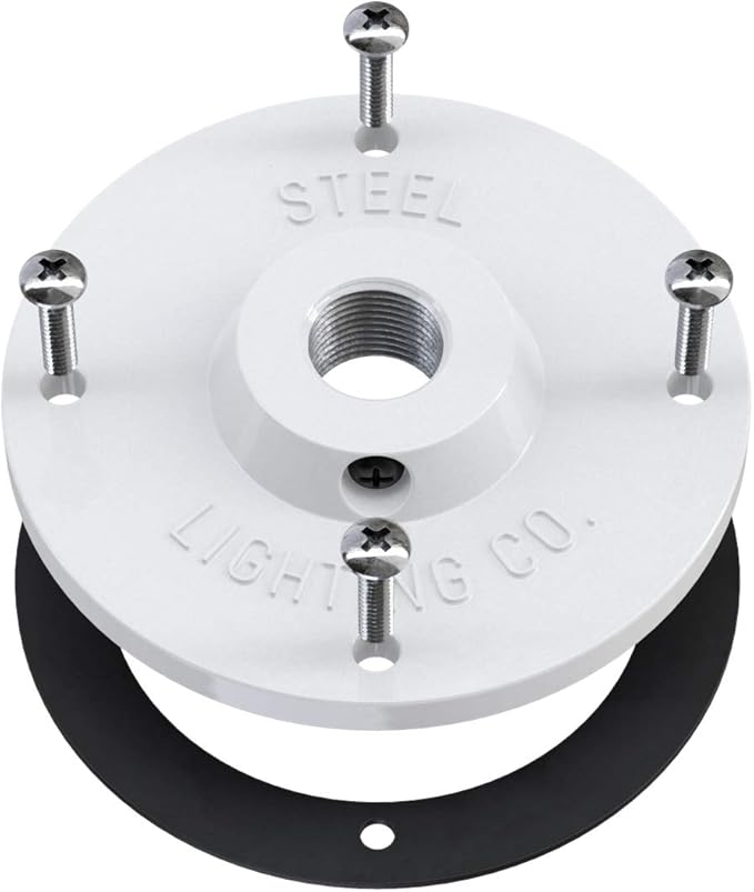 Steel Lighting Co. Topanga Barn Light | Outdoor Wall Mounted | Farmhouse Garage Light Made in America | 14 inch Dome | 11 inch Gooseneck | White Exterior/White Interior