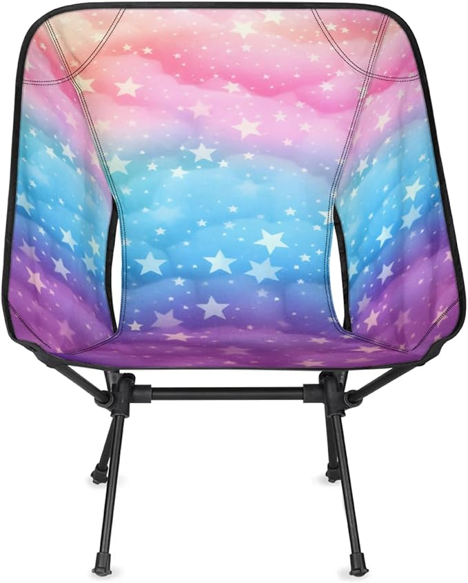 Honeybaby Folding Camping Chair Stars Rainbow Color Camping Chairs Lightweight Portable Chair Outdoor Foldable Chairs for Camping Travel Picnic Beach Hiking