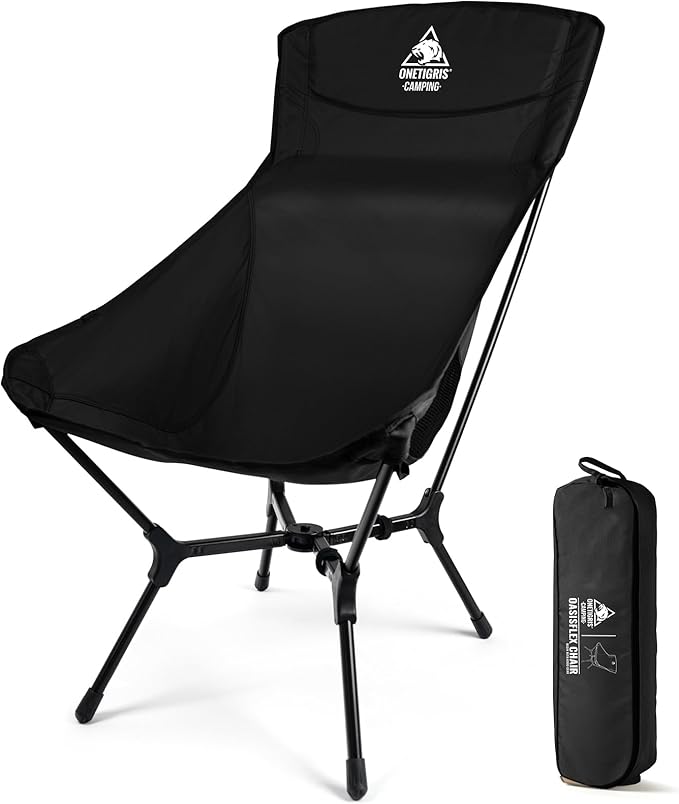 ONETIGRIS OasisFlex Camping ChairHigh Back Folding Chair with Carry BagGreat for CampingBeachPicnicParkLawnSports and Outdoor Events