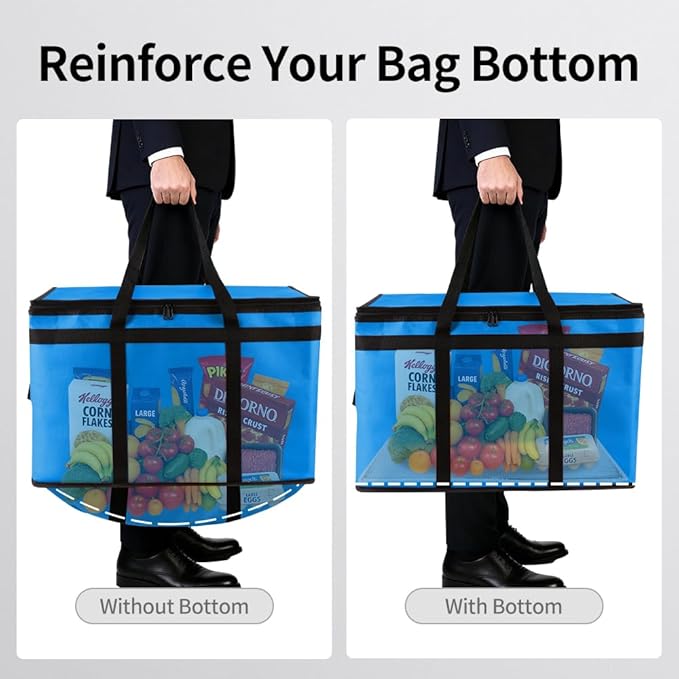 Bodaon Large 2-Pack Insulated Food Delivery Bag With Hard Bottom XXXL Grocery Shopping/Catering bag Bags Rideshare Delivery Bag Cold/Hot Styrofoam Carrier for Travel/Car