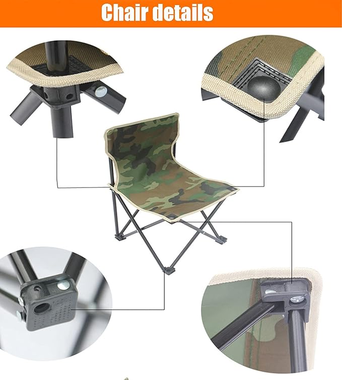 Camping Table Chairs Outdoor Portable Camouflage Table and Chair Set with Handbag and 2 Cup Holders 45x45x40cm