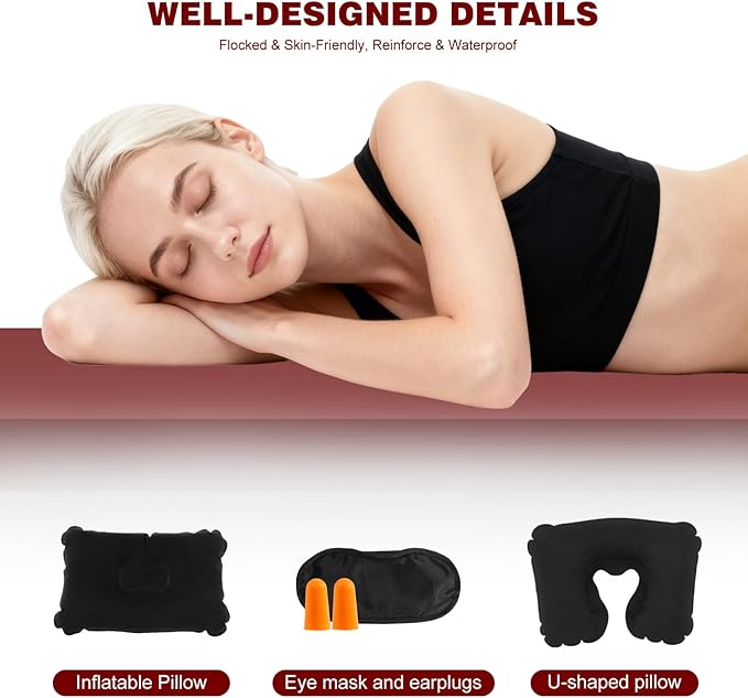 King Size Camping Air Mattress Bed with Air Pump80x 72Thickened Portable Blow Up Inflatable Air MattressTravel Sleeping Bed Pad for Camping Home Hiking