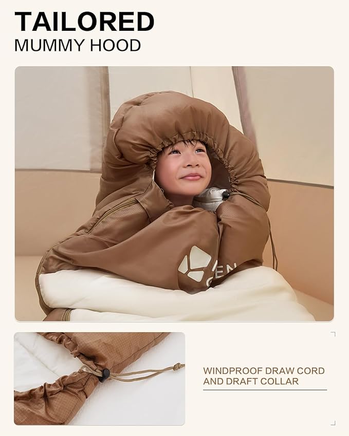 MOBI GARDEN Sleeping Bag for Adults Cold Weather Comfort with Storage Bag Portable Waterproof Compact Lightweight Ideal for Travel Camping &amp Outdoor Adventures