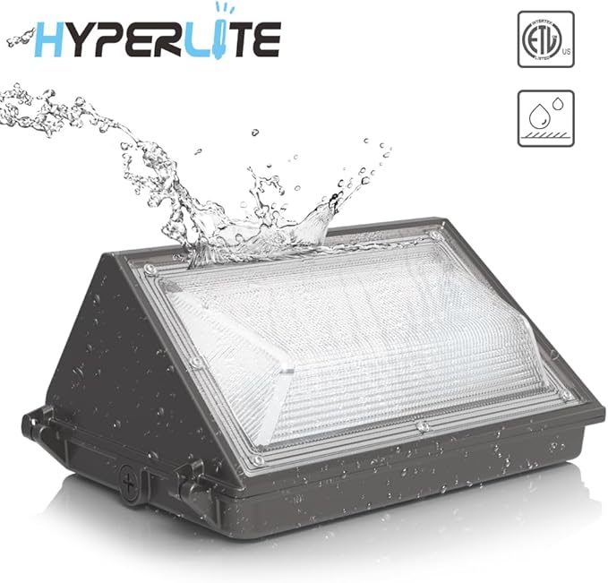 HYPERLITE 70W LED Wall Pack with Dusk-to-Dawn Photocell Ideal Adjustable Security Lights Outdoor for Barn Yard Garage Shop Factory ETL Listed