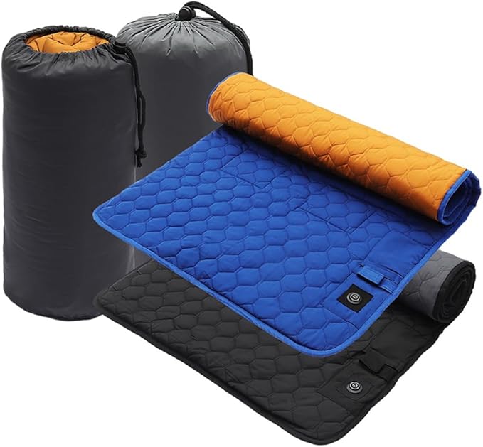 Heated Sleeping Bag Pad Adjustable Warm Foldable Tent Sleeping Mat Seven Zone Heating Machine Washable Quickly Increase Temperature (Blue)