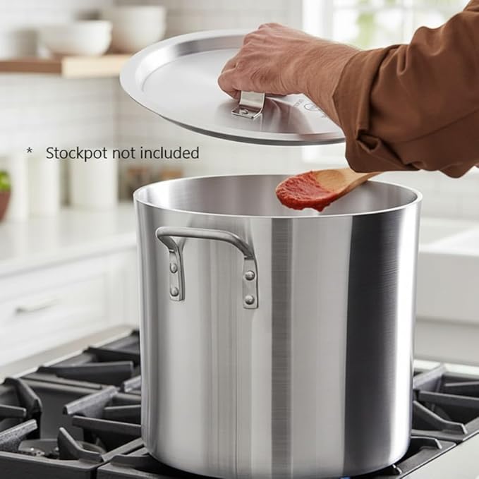 TrueCraftware- 24 qt. Aluminum Stock Pot Lid 13-1/2 Diameter x 1-1/4 Height- Multipurpose Pot Cover Cookware for Pasta Soup Pots Large Stockpot Lid Stew Simmering Pot Dishwasher Safe