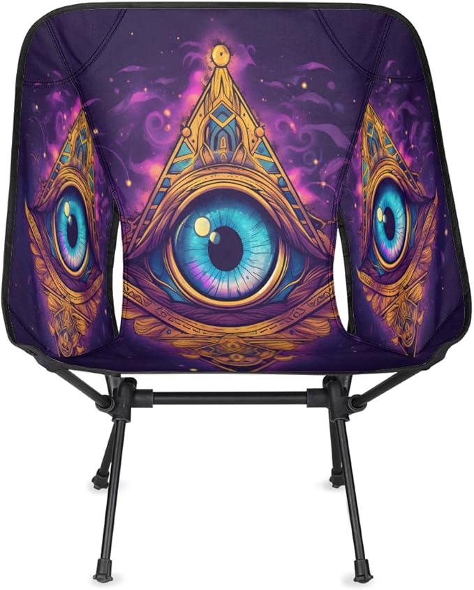 Evil Eye Pattern Camping Chair Lightweight Portable Chairs for Adults Easy Installation Outdoor Foldable Camping Chair for Camping Fishing Hiking Picnic Beach