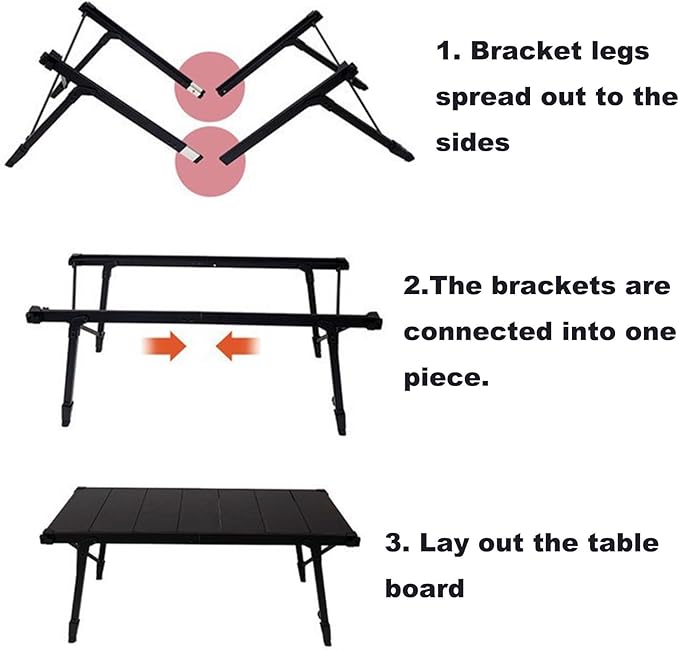 Portable Aluminum Folding Camping Picnic Table with Adjustable Height and IGT Stove Ideal for Picnics Parties and Banquets