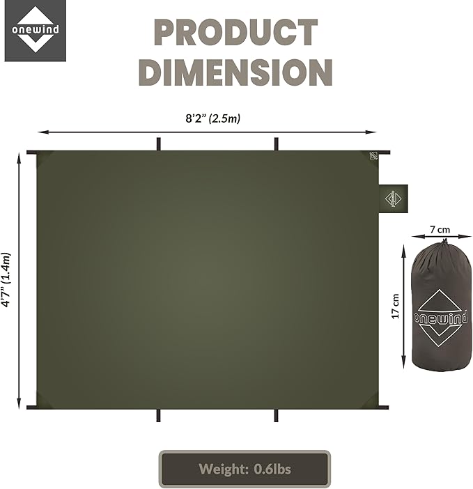 Onewind Tent Footprint Small Tarp Tent Floor Ground Sheet 4000mm Waterproof Rate PU Coating 98 *55 Ultralight Camping Tarp for Backpacking Hiking Camping Picnic