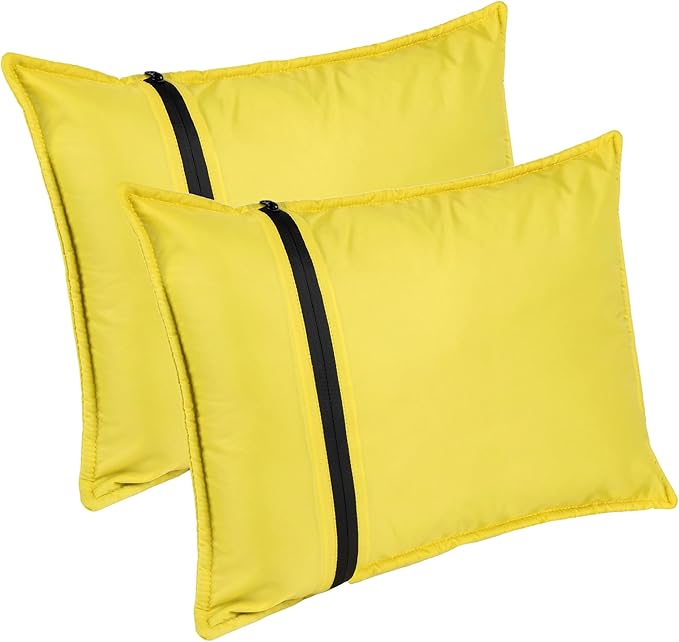 Stuffable Camping Pillow Stuff Sack (Small Yellow 2-Pack) - 10 x 14 - for Hiking Backpacking and Travel Bring Your Own Stuffing