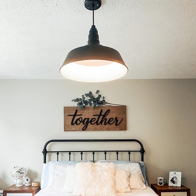 Steel Lighting Co. Manhattan Warehouse Light | Ceiling Mounted Pendant | 20 inch Dome | Flush Mount | Large Steel Barn Light Made in America | Green Exterior/White Interior