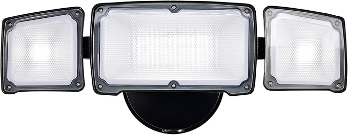 40W Flood Lights Outdoor 3800LM LED Security Light Fixture Exterior LED Flood Lights with 3 Adjustable Heads 5000K ETL Water Resistant for Garage Yard Porch Wall/Eave Mount (Black)