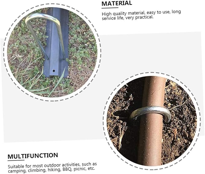 4Pcs Heavy Duty U Shaped Tent Stakes Durable Ground Pegs for Trampoline Canopy Awning and Camping Easy to Install Landscape Pins with Pointed Ends for Secure Grounding