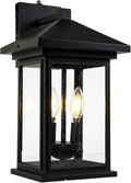 Dusk to Dawn Outdoor Wall Lantern Exterior Wall Sconce Fixture with Tempered Clear Seeded Glass Matte Black Finish for Outdoors (Large Wall Mount)
