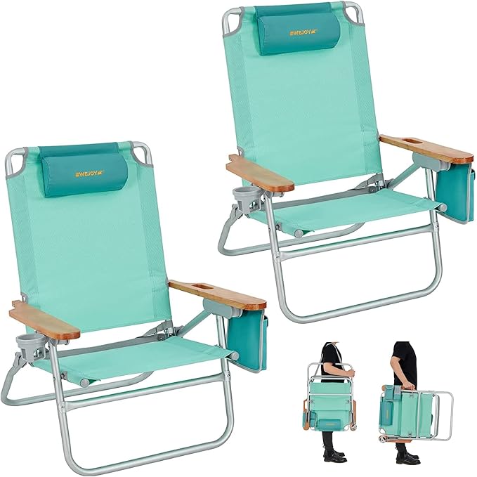 #WEJOY Folding Webbed Lawn Beach Chair - Heavy Duty Portable Outdoor Chair with Hard Armrest for CampingGardenConcertsFestivals and Sand Picnic BBQ265 LBS